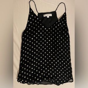 Loft tank top black sign gold polka dots size small